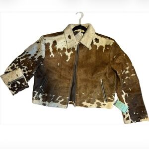 Nasty Gal Brown and White Cowhide Jacket